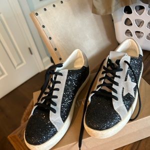 Faux suede glitter sneaker